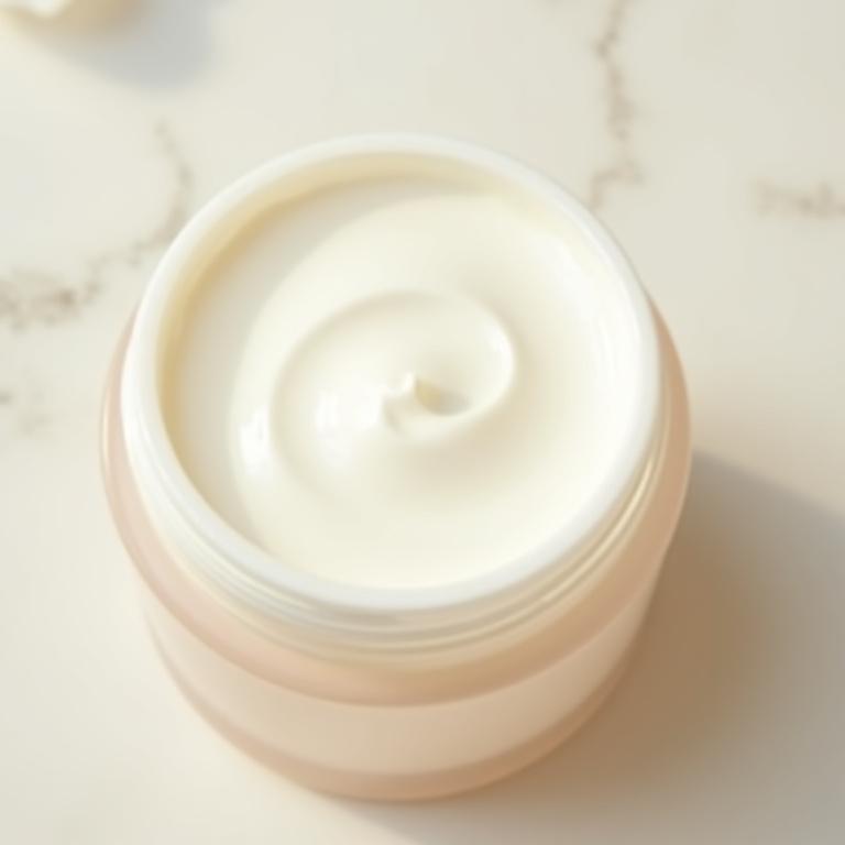 Pot ouvert de crème visage hydratante avec une texture onctueuse visible.